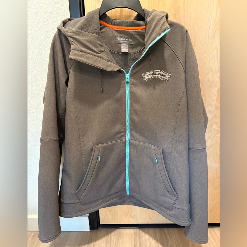 Simms Women's Utility Jacket in Brown with Teal Accents